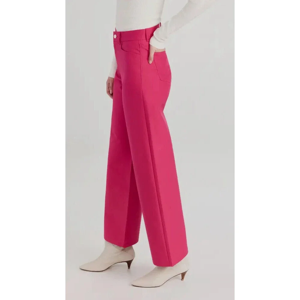 $580 Wandler Women's Pink Magnolia Italy Relaxed Straight-Leg Pants Size 29 - Picture 2 of 5